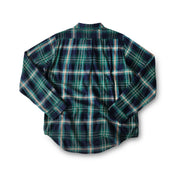 Flannel Button Up Shirt in Deep Green & Cream Plaid
