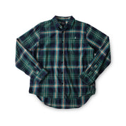 Flannel Button Up Shirt in Deep Green & Cream Plaid